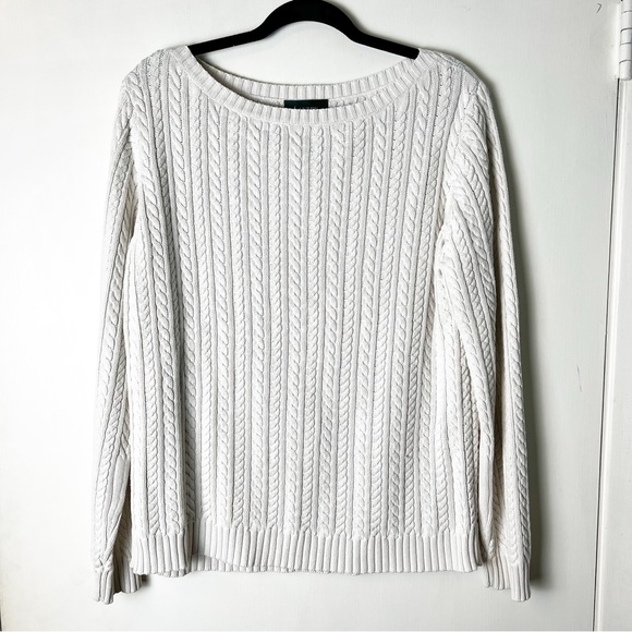 Lauren Ralph Lauren - Women’s Cable Knit Sweater Heavyweight Off White‎ - Sz. M - Picture 1 of 5